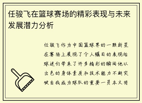 任骏飞在篮球赛场的精彩表现与未来发展潜力分析